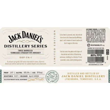 Jack Daniel’s Distillery Series No. 13 Twice Barreled Straight Rye